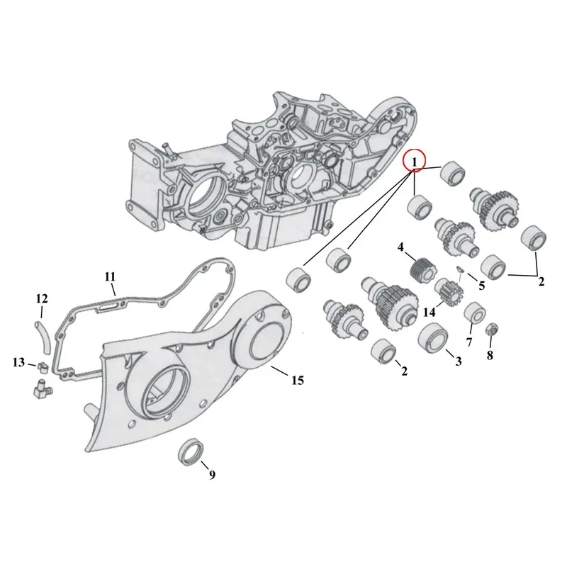 Cam Drive / Cover Parts Diagram räjäytetty näkymä 91-22 Harley Sportsterille Viikonlopputarjous
