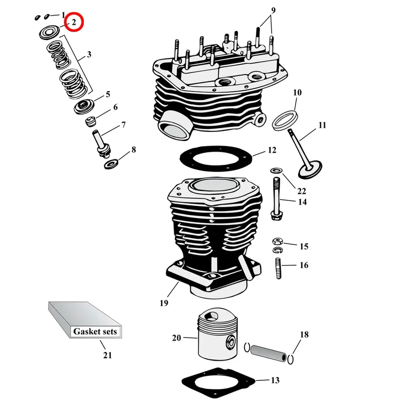 Halpa Hinta Sylinterin osien kaavio räjäytetty näkymä Harley Panheadille