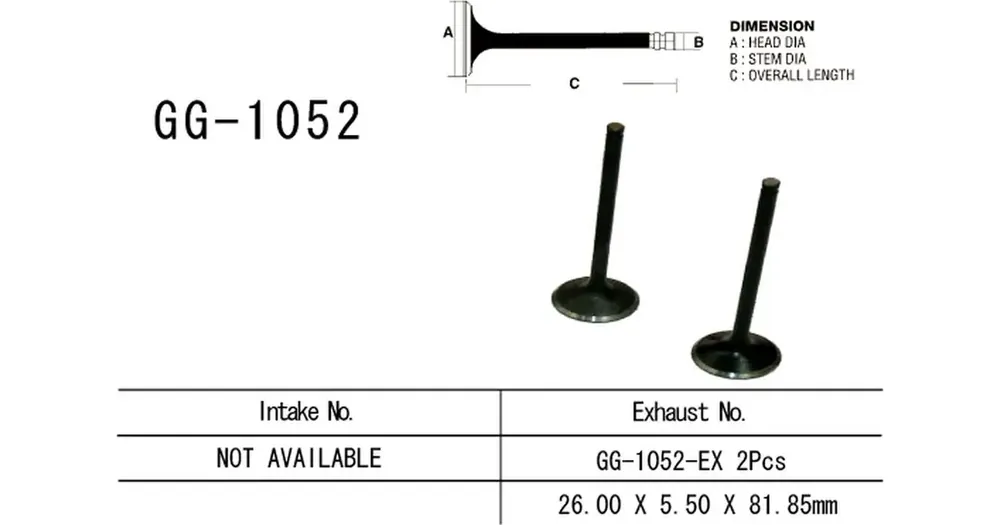 Älä Missaa Vesrah GG-1052-EX pakoventtiili