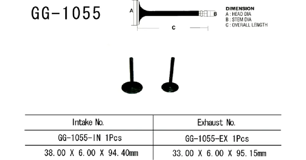 Kausialennus Vesrah GG-1055-IN imuventtiili