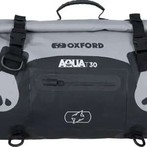 Pikatoimitus Vedenpitävä rullattava moottoripyörälaukku, tilavuus 30L, musta-harmaa, Oxford AQUA T‑30