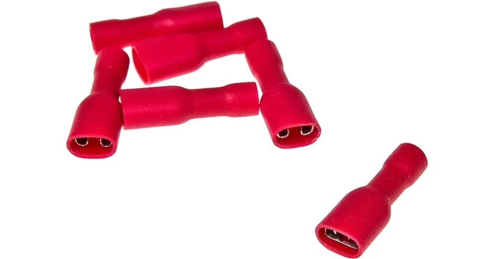 Edullinen Hinta Kaksoiseristetty naarasliitin, 4,8 x 0,5 mm, punainen