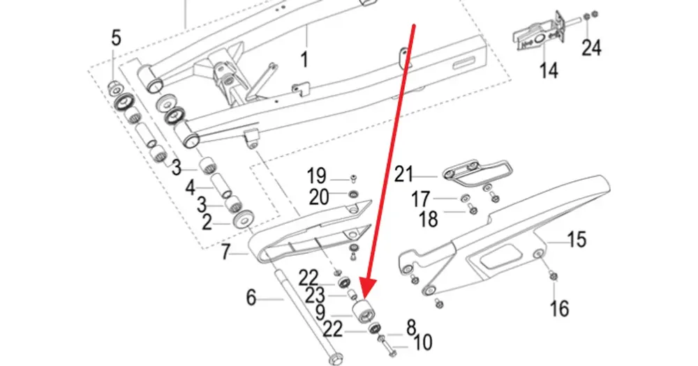 Viikonlopputarjous Keeway TX 53018J410000 Ketjunohjainrulla