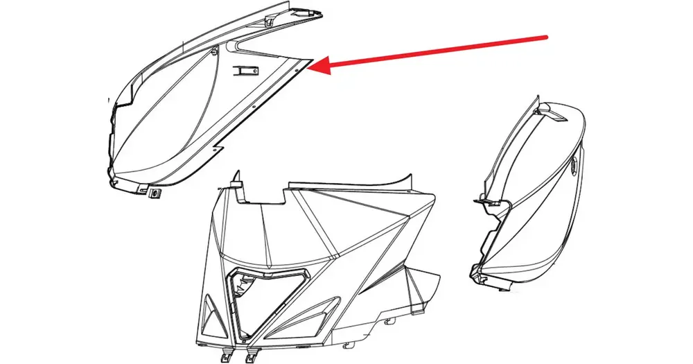 Yläoikea takasuojus punainen tarralla F9 Keeway Fact Evo 65602B59018Z Halpa