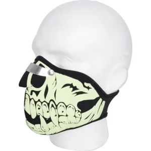 Neopreenimaski hengityksenohjaimella, pimeässä hohtava, fluo pääkallo, Oxford Mask Glow skull Tukkuhinta