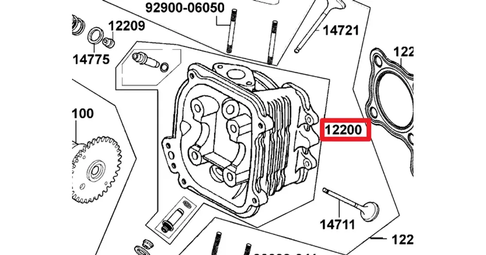 Sylinterikansi, ei täydellinen, Kymco 50 4T Korkea Laatu