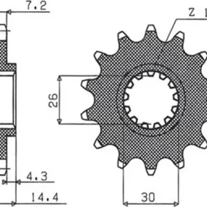 Etuhammasratas 525 17 hammasta 26 / 30mm Sunstar (JTF1332) Uusi Kokoelma