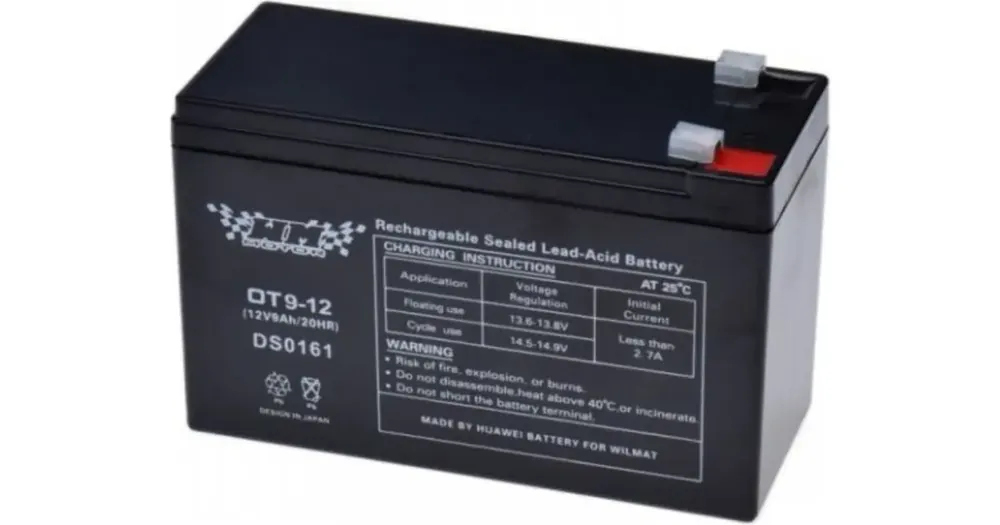WM Motor OT9-12 12V 9Ah geeliakku, mitat 151x65x94mm Merkkituote
