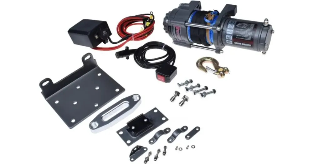 ATV-vinssi, vetokyky 1043 kg, 12 V 0,8 HP, synteettinen vaijeri 14 metriä 4,8 mm, EWP2500 Aito