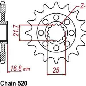 Etuhammasratas 520 16 hammasta 21.7 / 25mm Sunstar SUNF3D4 Päivän Tarjous