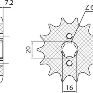 Kausialennus Etuhammasratas 428 14 hammasta 16 / 20mm Sunstar SUNF241-14 (JTF1550-14)