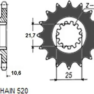Ilmainen Palautus Eturatas 520 16 hammasta 21.7 / 25mm Sunstar SUNF3A7-16 konversio