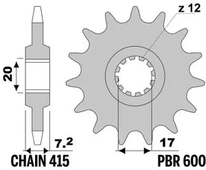 Heti Saatavilla PBR standard teräs 600 - 415 14 hammasta Eturatas